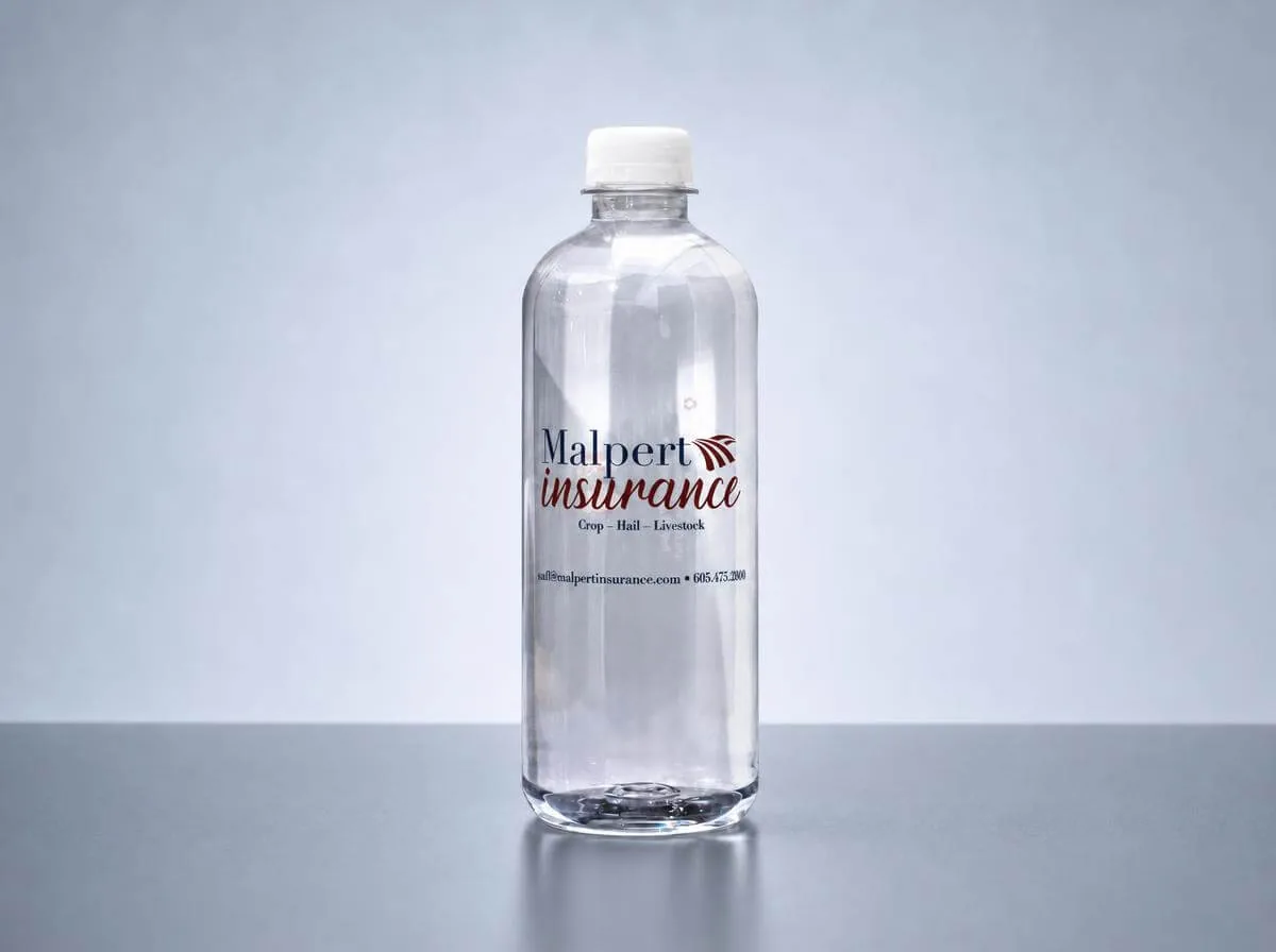 Custom-label water bottle for Malpert Insurance