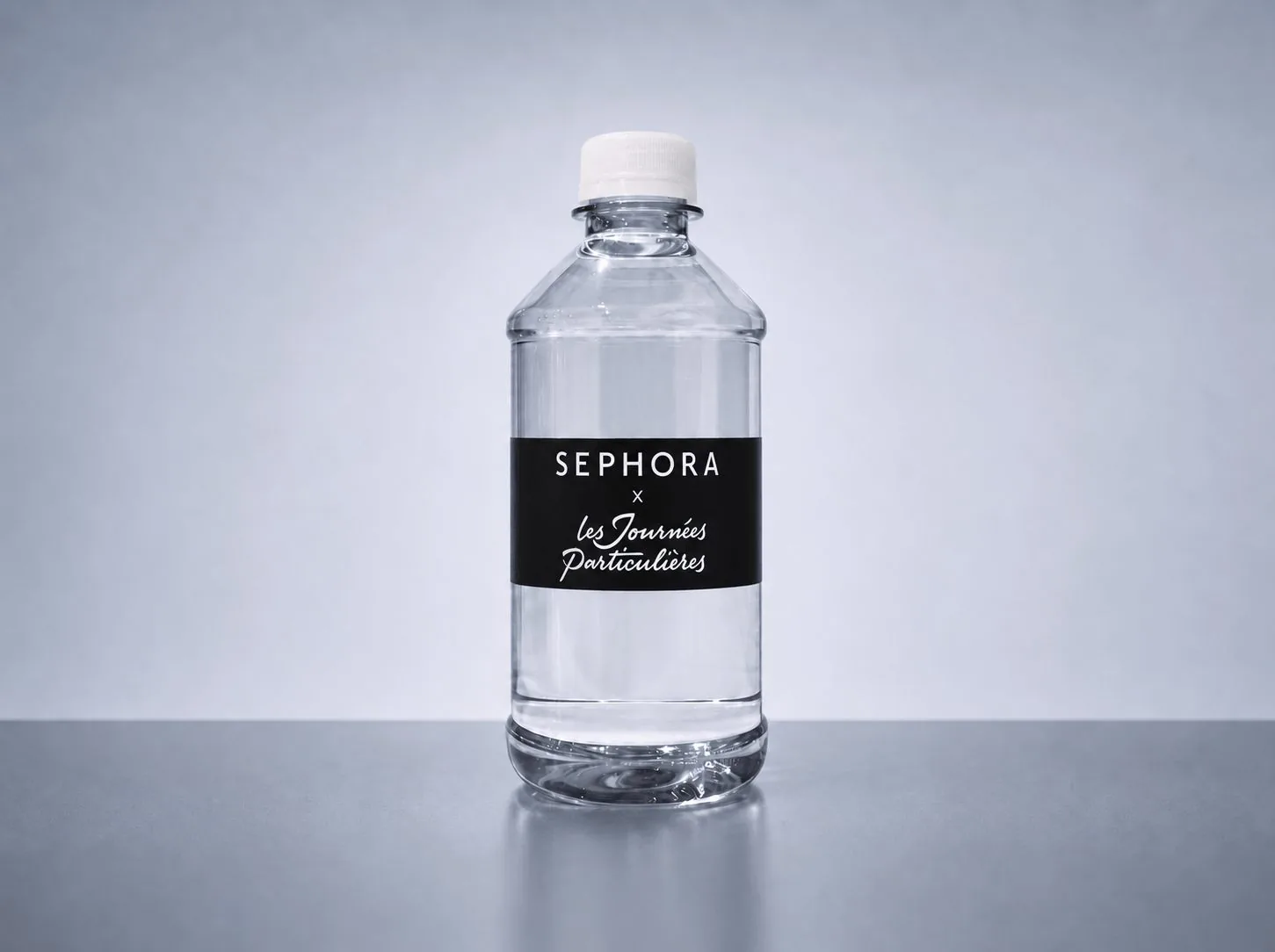 Custom-label water bottle for Sephora