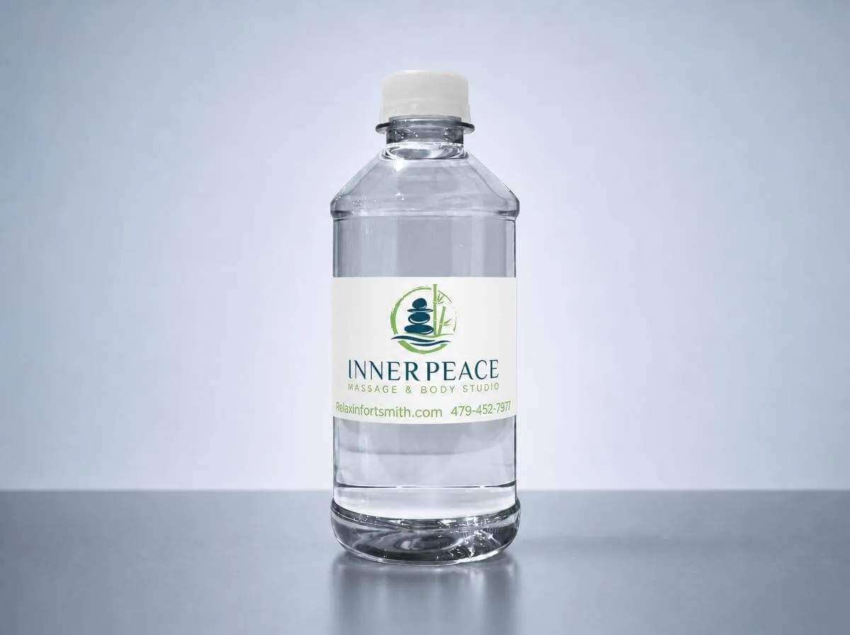 Custom-label water bottle for Inner Peace Massage & Body Studio
