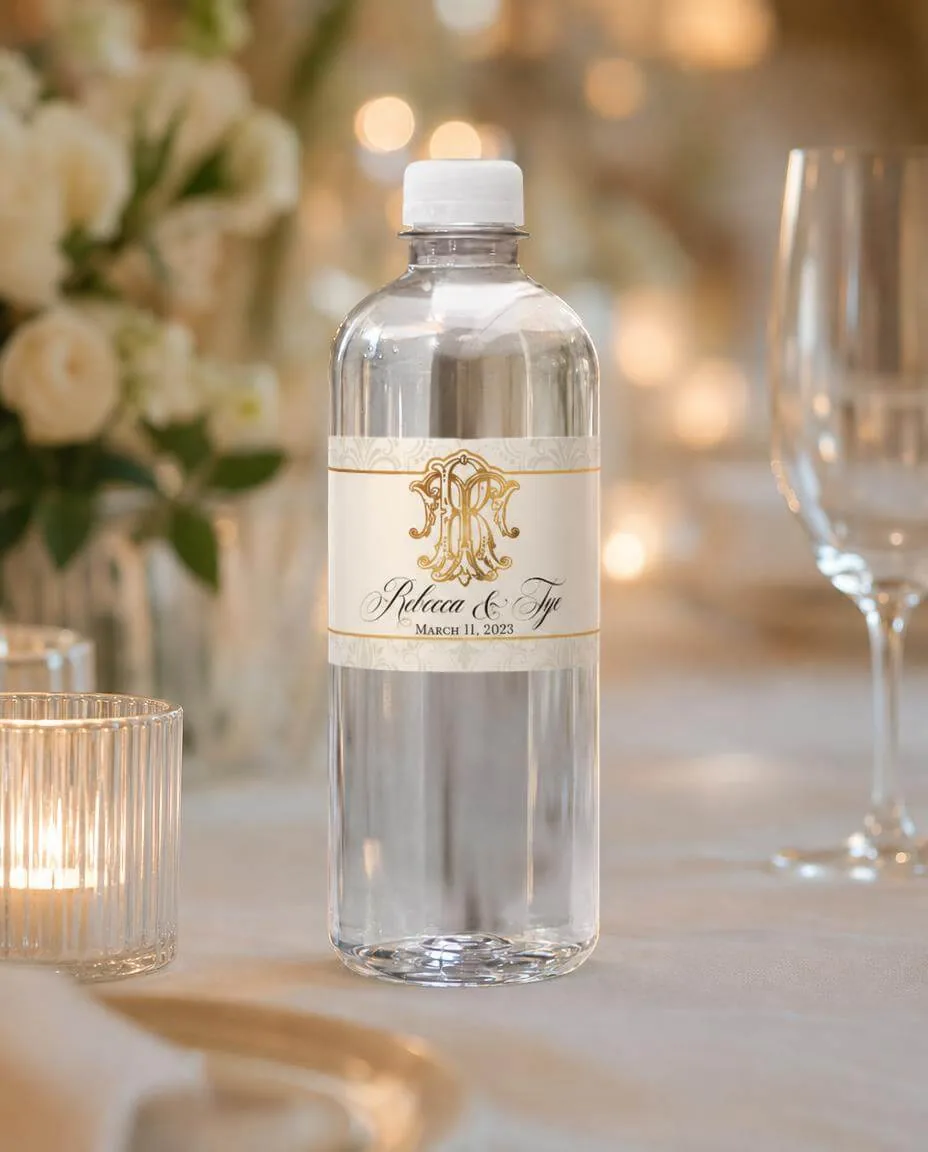 Custom-label bottles at a wedding